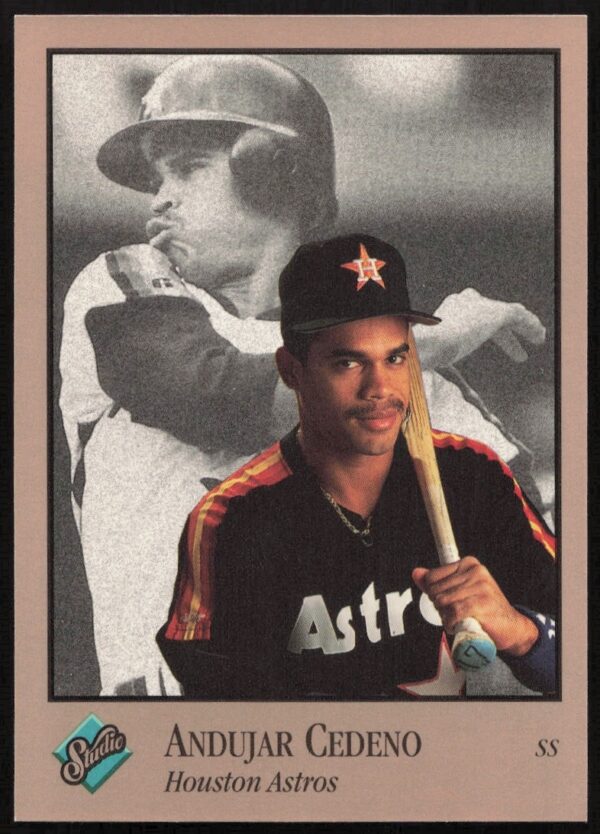 1992 Leaf Studio baseball card of Andujar Cedeno, Astros, #34, featuring a studio portrait.