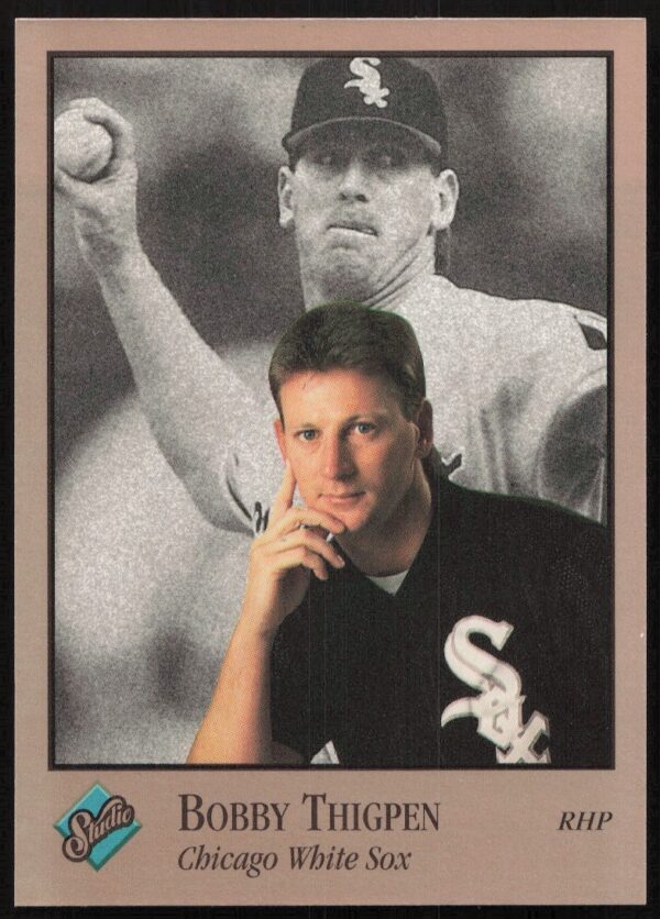 Bobby Thigpen 1992 Leaf Studio baseball card, number 158, front view.