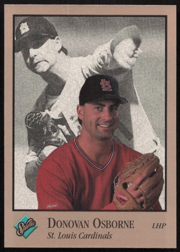 Donovan Osborne 1992 Leaf Studio Baseball Card #95, featuring pitcher in uniform.