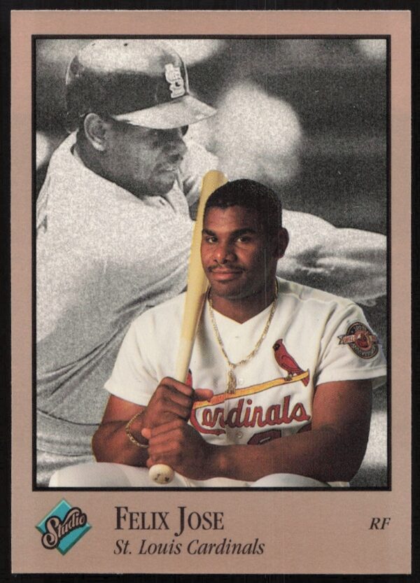 Felix Jose 1992 Leaf Studio Baseball Card #94 - Action Pose, Detailed Uniform.