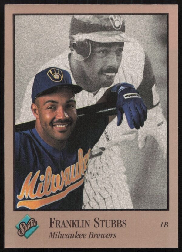 1992 Leaf Studio Franklin Stubbs baseball card, Los Angeles Dodgers portrait, card #196.