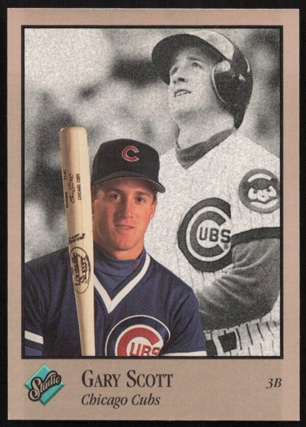 Gary Scott 1992 Leaf Studio baseball card #19 in Chicago Cubs uniform.