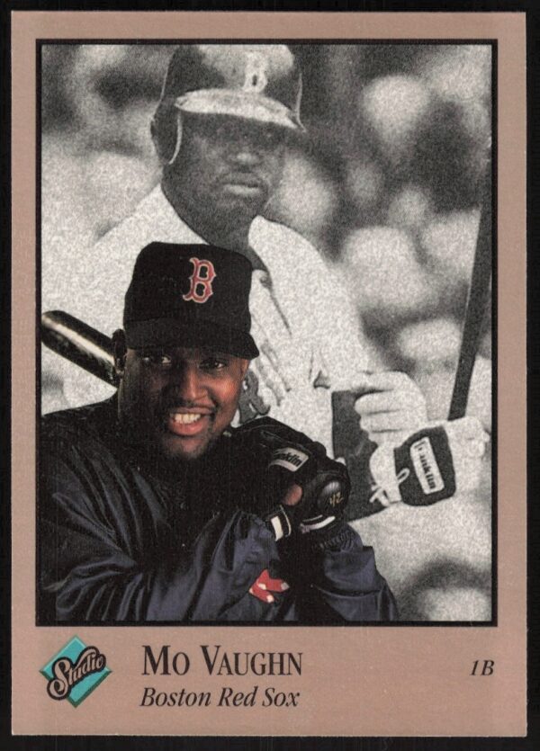 1992 Leaf Studio baseball card featuring Mo Vaughn in Boston Red Sox uniform, card #139.