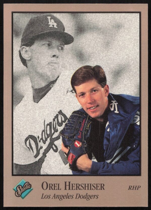 Orel Hershiser 1992 Leaf Studio Card #44, Dodgers Pitcher Portrait.