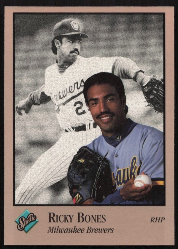 Ricky Bones 1992 Leaf Studio card #192, featuring a portrait in team uniform.