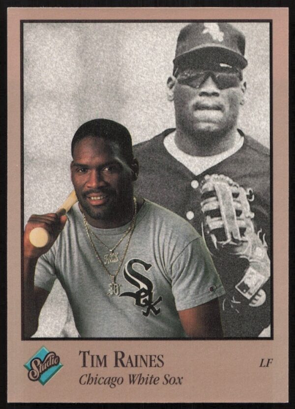 Tim Raines 1992 Leaf Studio Card #156: Dynamic Baseball Action and Athletic Skill.