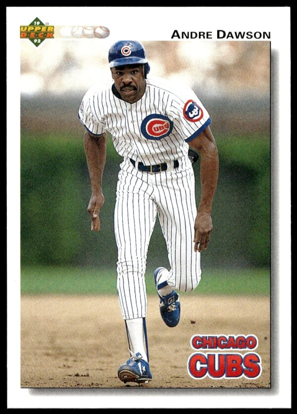 1992 Upper Deck Andre Dawson #124 in Cubs uniform, collectible baseball card.