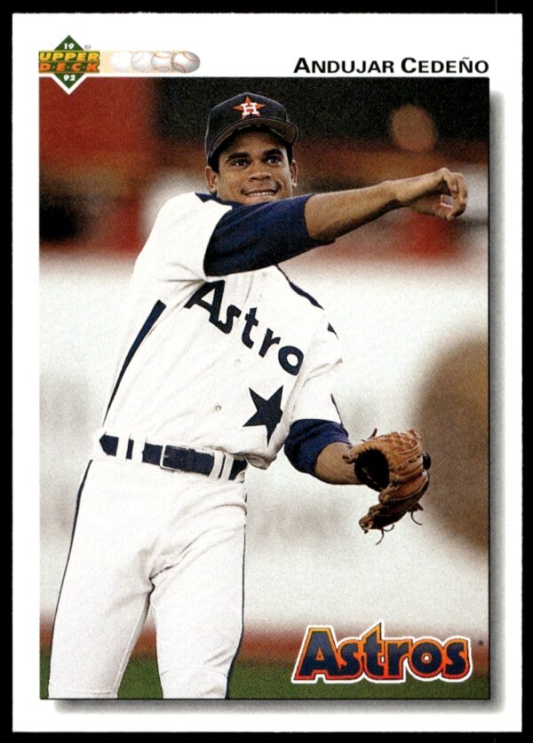 1992 Upper Deck Andujar Cedeno card #257, Houston Astros action shot.