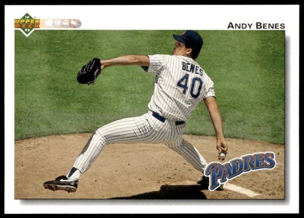 1992 Upper Deck Andy Benes baseball card #323, featuring dynamic pitching stance.