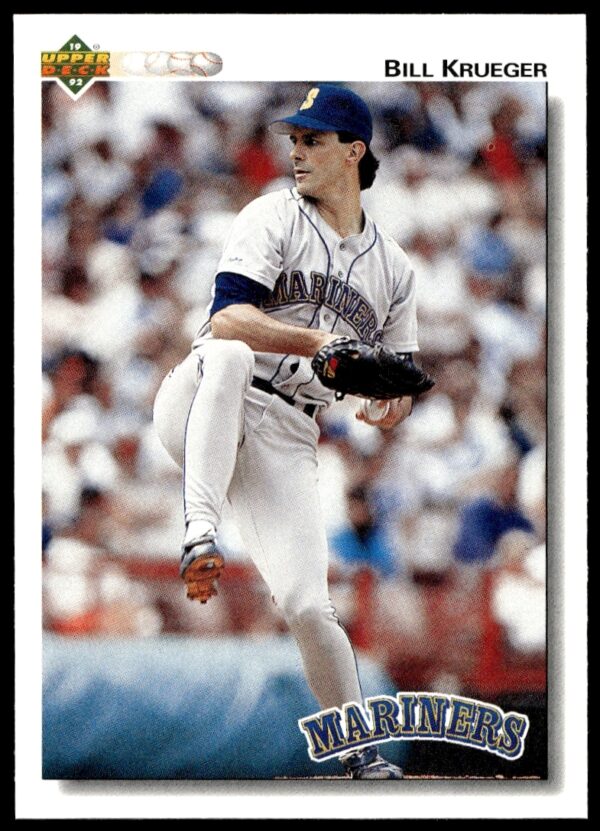 1992 Upper Deck Bill Krueger Baseball Card #403 showcasing a pitchers action shot.