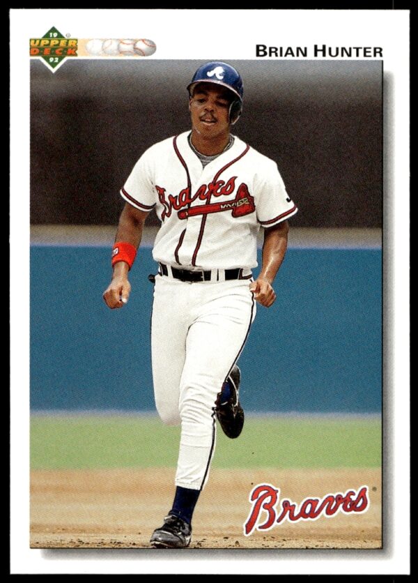 1992 Upper Deck Brian Hunter Card #366, showcasing Hunter in batting stance, team colors visible.