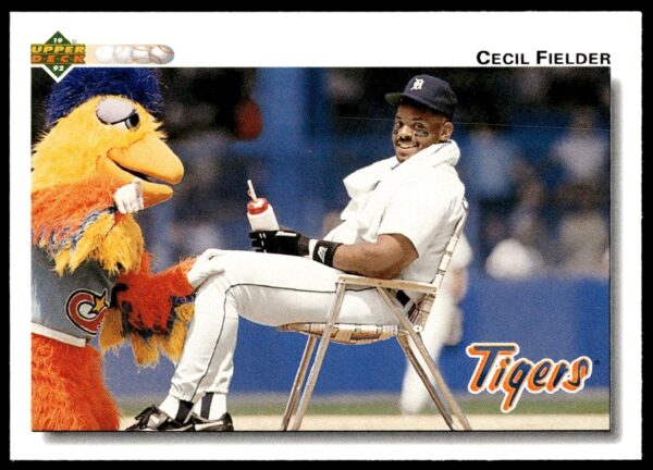 Cecil Fielder 1992 Upper Deck #255 Baseball Card Front, Detroit Tigers Uniform.