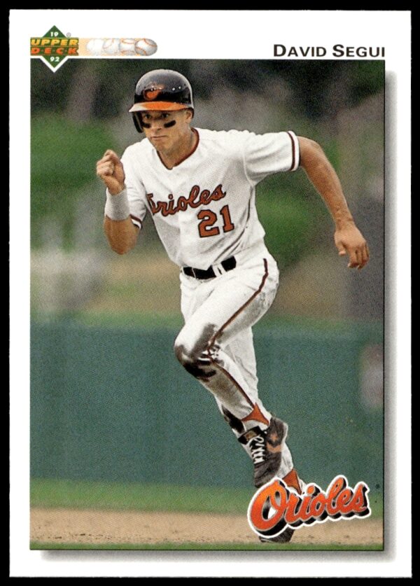 David Segui 1992 Upper Deck Baseball Card #316, Baltimore Orioles, Action Pose.