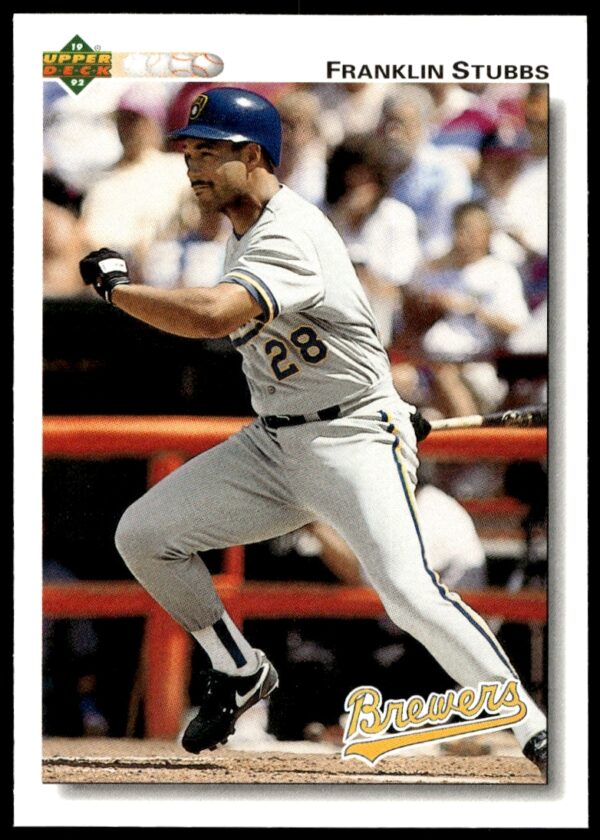 Franklin Stubbs 1992 Upper Deck #396 baseball card, featuring his focused athletic presence.