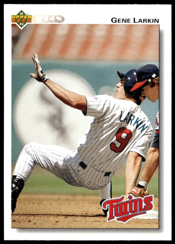 Gene Larkin 1992 Upper Deck Baseball Card #187 Minnesota Twins Batting Stance