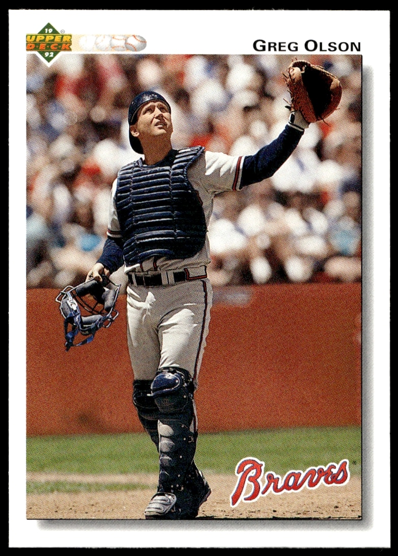 1992 Upper Deck Greg Olson baseball card, Orioles uniform, card number 189, front side.