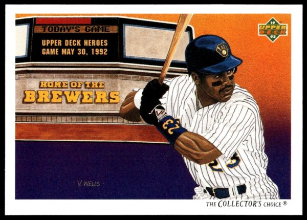1992 Upper Deck Greg Vaughn Checklist #97, Milwaukee Brewers card front featuring checklist.