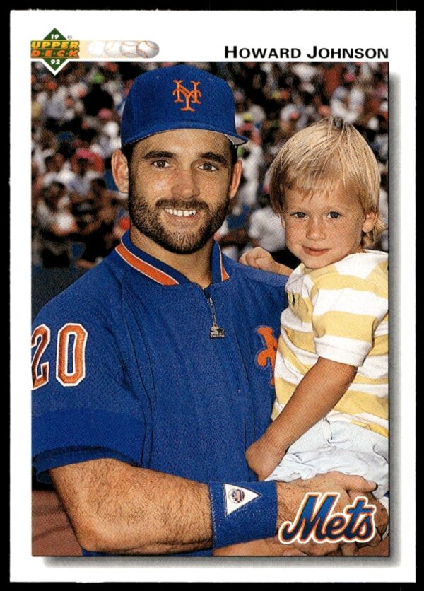 Howard Johnson 1992 Upper Deck baseball card #256, featuring New York Mets action shot.
