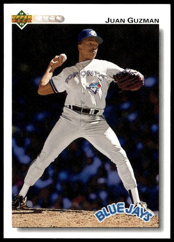1992 Upper Deck Juan Guzman #625, Toronto Blue Jays pitching action card front.