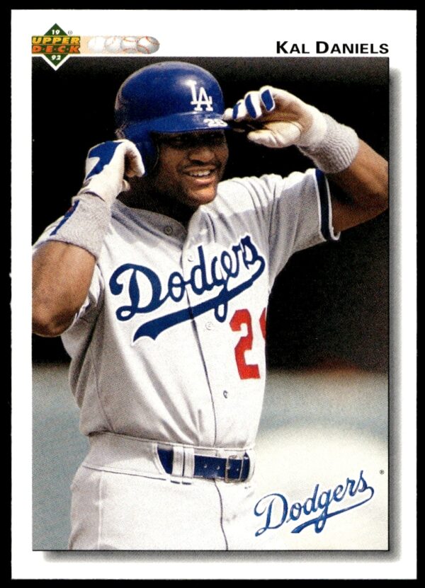 Kal Daniels 1992 Upper Deck baseball card, dynamic pose in team uniform, #284.