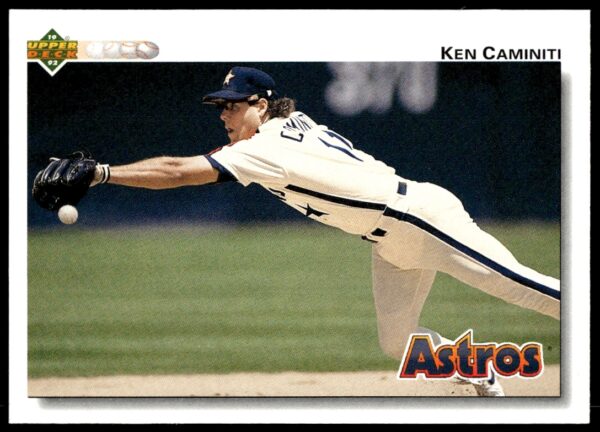 Ken Caminiti 1992 Upper Deck Baseball Card #279, action shot.