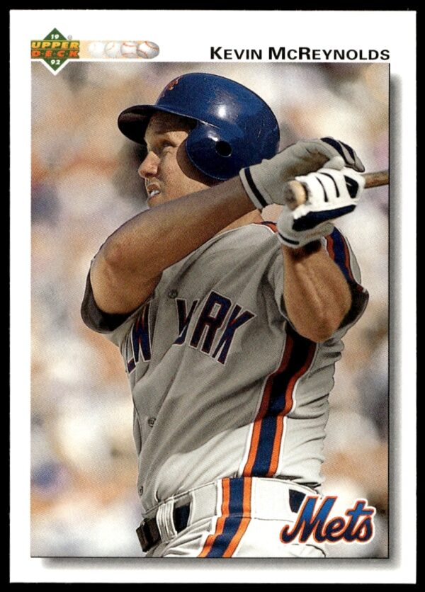 Kevin McReynolds action shot, 1992 Upper Deck Baseball Card #362, showcasing athleticism and excitement.