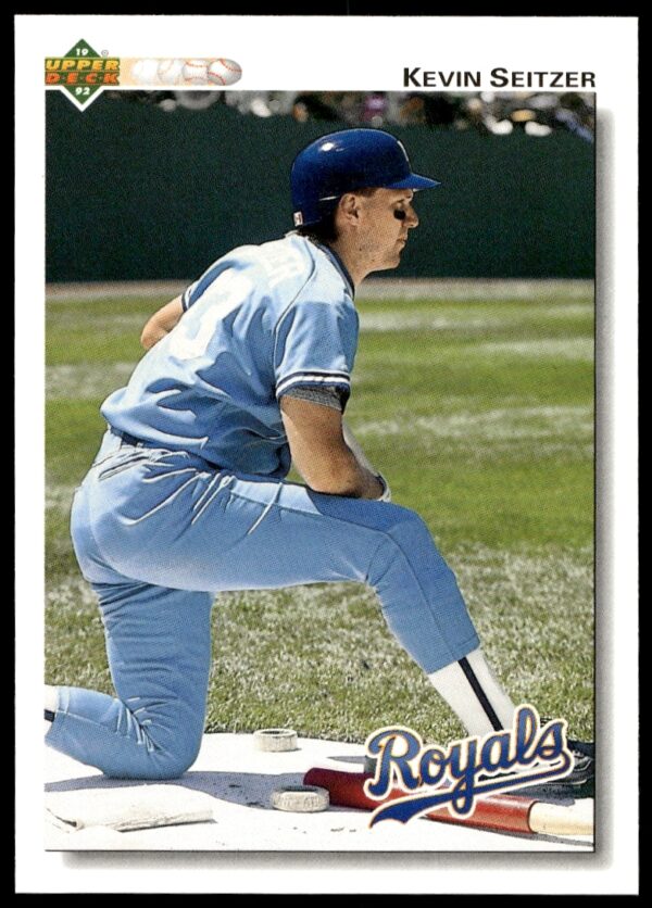 Kevin Seitzer 1992 Upper Deck Baseball Card #327, featuring in-game action and team highlights.