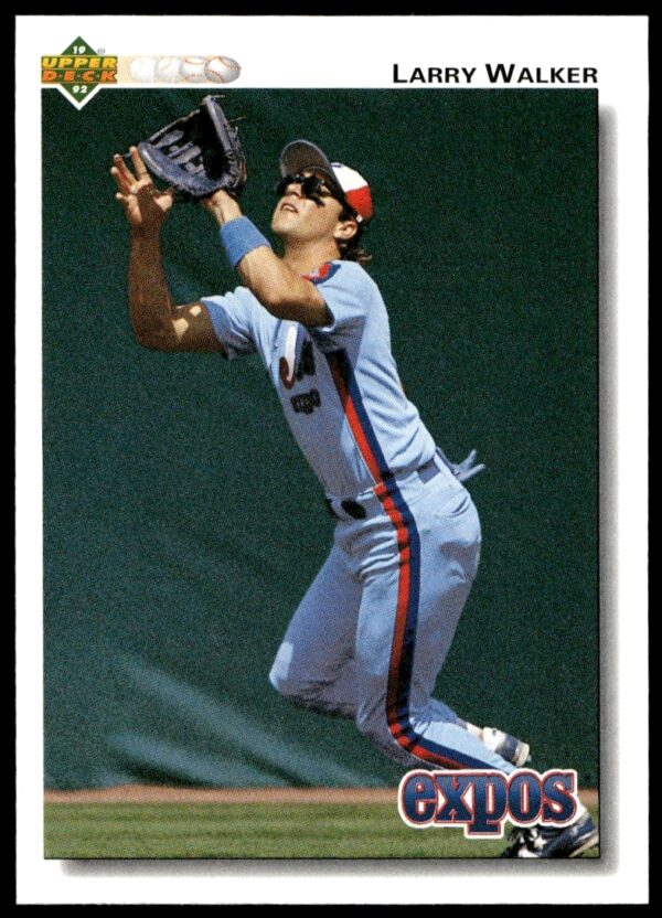 Vintage 1992 Upper Deck Larry Walker baseball card #249, featuring dynamic field action.