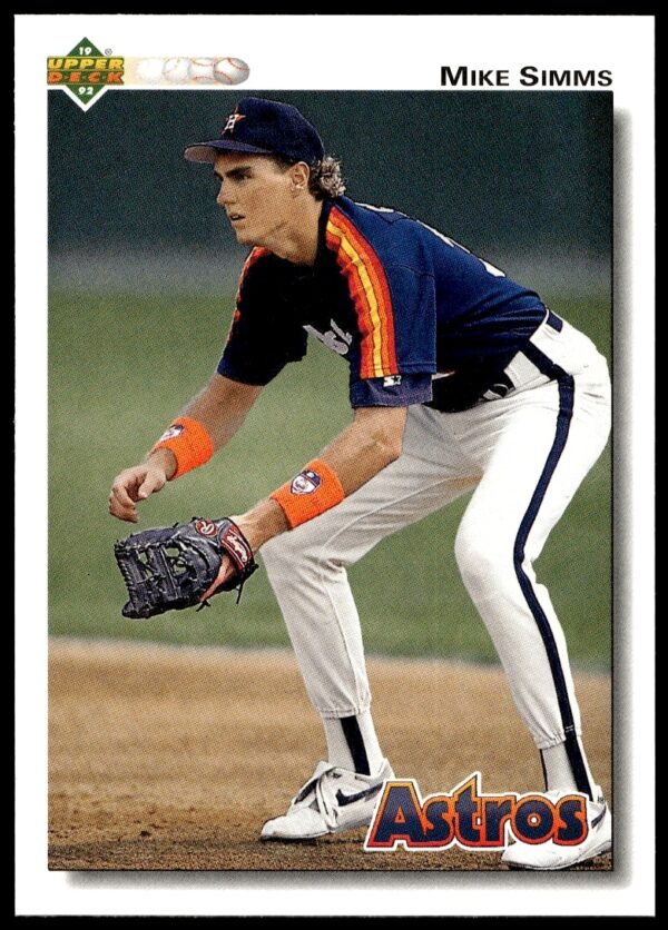 Mike Simms 1992 Upper Deck Baseball Card #584 Front Action Shot