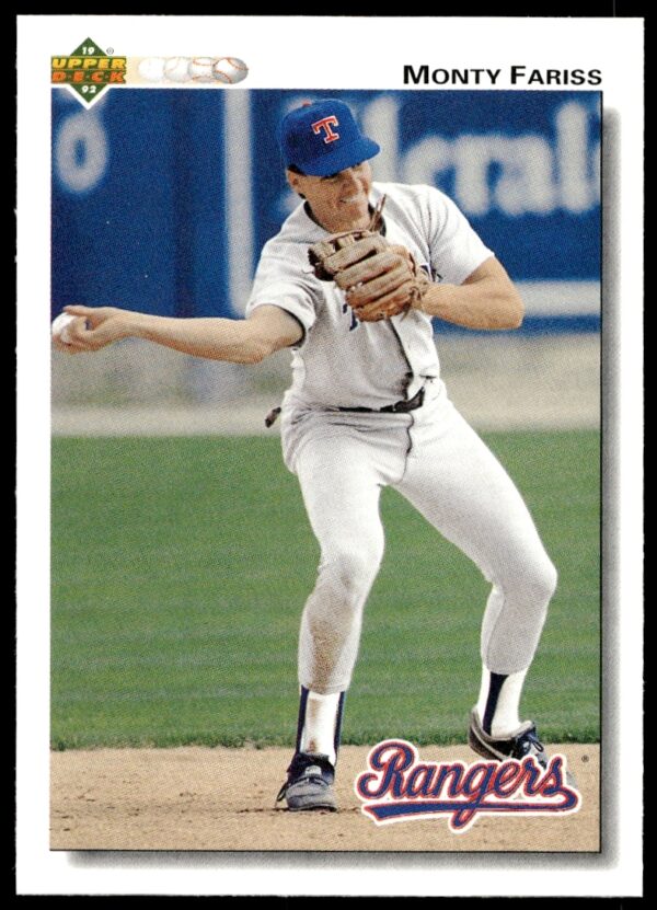 1992 Upper Deck Monty Fariss baseball card, Texas Rangers, #462, poised to bat.