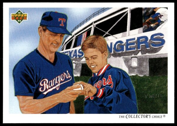 Front view of 1992 Upper Deck baseball card checklist featuring Nolan Ryans statistics.