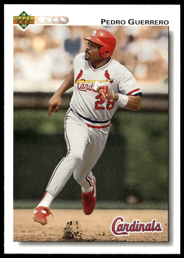 Pedro Guerrero Baseball Card #357, 1992 Upper Deck, showcasing action and energy.