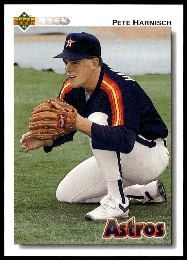 Pete Harnisch 1992 Upper Deck card, Astros pitcher in action, #635.