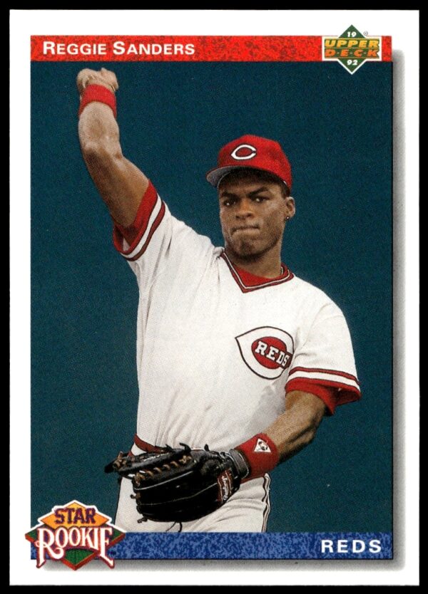 Reggie Sanders 1992 MLB Baseball Card #27, Upper Deck, in team uniform, iconic pose.