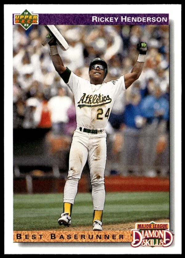 Rickey Henderson 1992 Upper Deck Baseball Card #648 - Oakland Athletics Legend in Action.