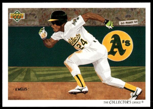 Rickey Henderson 1992 Upper Deck Checklist Card #90, showcasing action shot and team details.