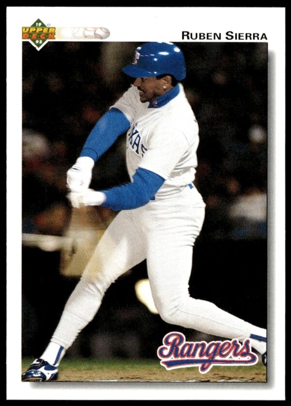 Ruben Sierra 1992 Upper Deck Card #176, Texas Rangers, poised at bat.
