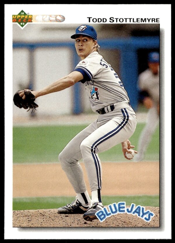 Todd Stottlemyre 1992 Upper Deck baseball card #371 featuring dynamic pitching action.