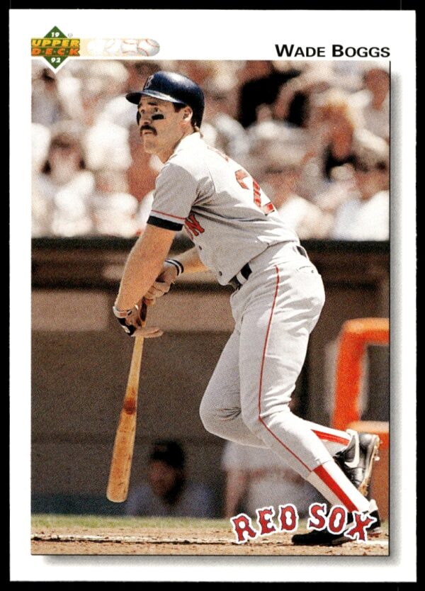 1992 Upper Deck card of Wade Boggs, Red Sox batting stance, card #443.