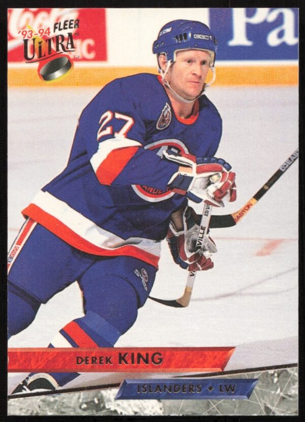 Derek King 1993-94 Fleer Ultra Hockey Card #176 Front View.