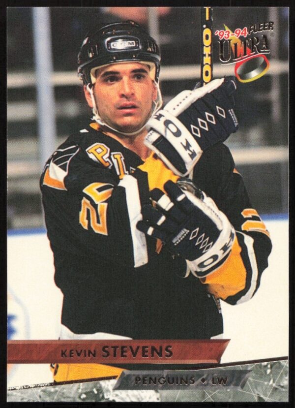 Kevin Stevens on 1993-94 Fleer Ultra card #229, in action wearing team uniform.