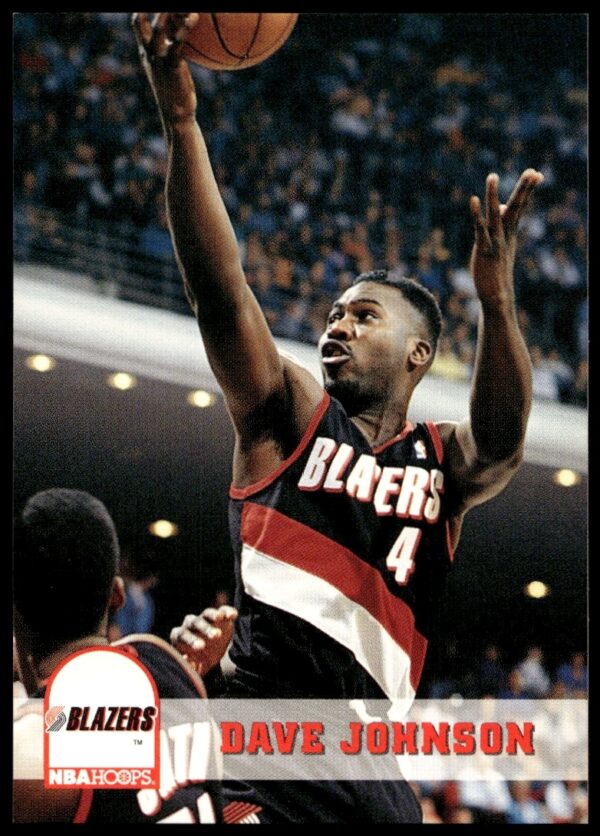 Dave Johnson 1993-94 Hoops basketball card, number 179, action pose.