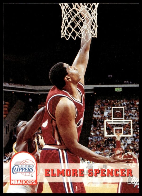 Elmore Spencer 1993-94 Hoops card #99, front view, in team uniform on court.