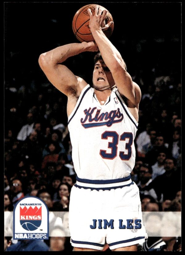 1993-94 Hoops Jim Les basketball card, #402, featuring action shot and 90s design elements.