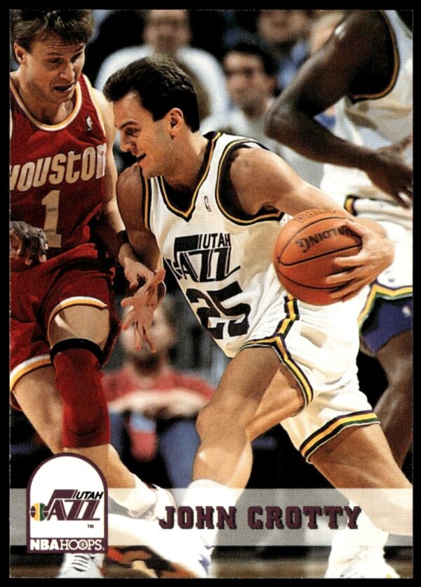 John Crotty dribbling, 1993-94 Hoops basketball card #413.