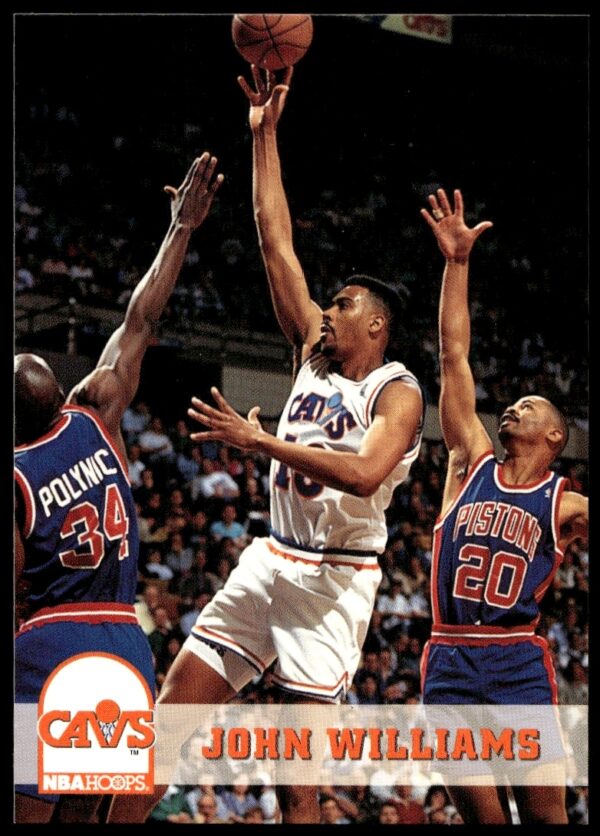 1993-94 Hoops John Williams Basketball Card #43 showcasing game action.