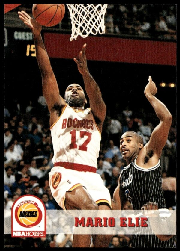 1993-94 Hoops Basketball Card featuring Mario Elie in action (#343, Front View).