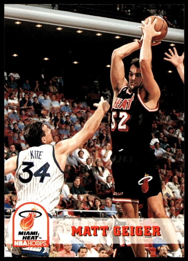 Matt Geiger 1993-94 Hoops basketball card #361 front, NBA action shot.