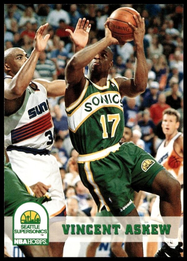 Vincent Askew Seattle SuperSonics 1993-94 Hoops Basketball Card #407, action shot.
