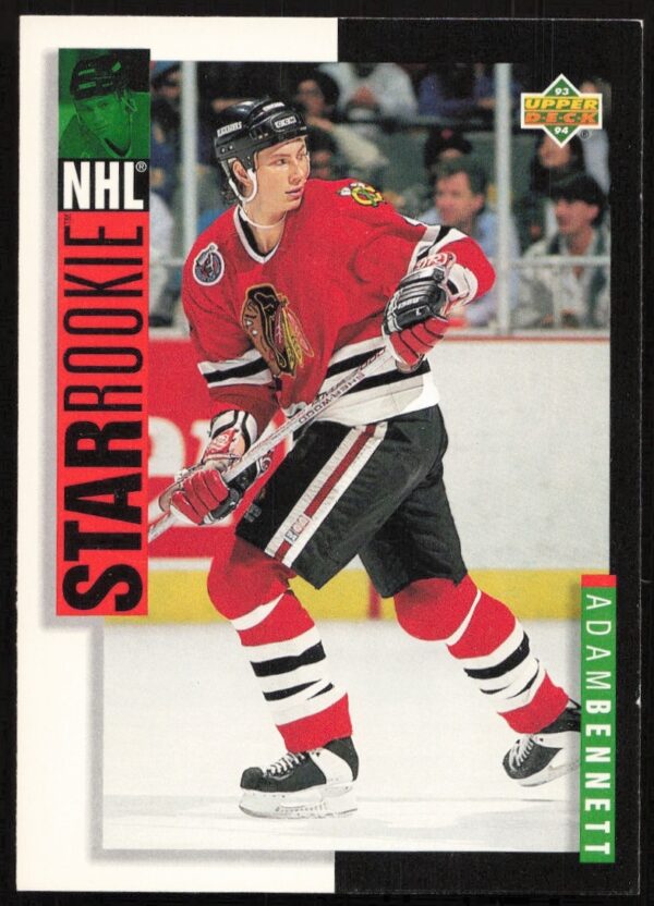 Adam Bennett Upper Deck hockey card #237, 1993-94, front view, mid-action pose.